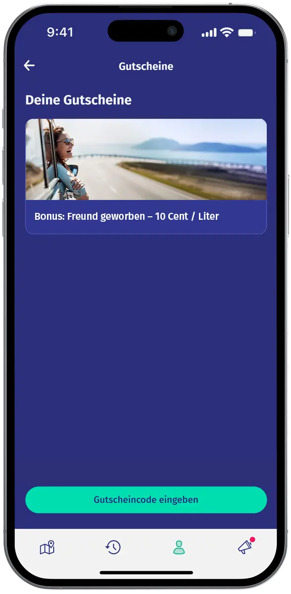 App screen that shows three refer a friend vouchers.
