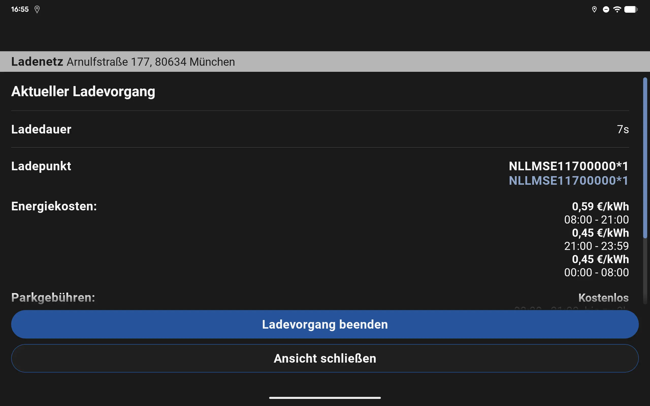 Ein Screen zeigt in der ryd App die Übersicht des gewählten Tankprogramms.