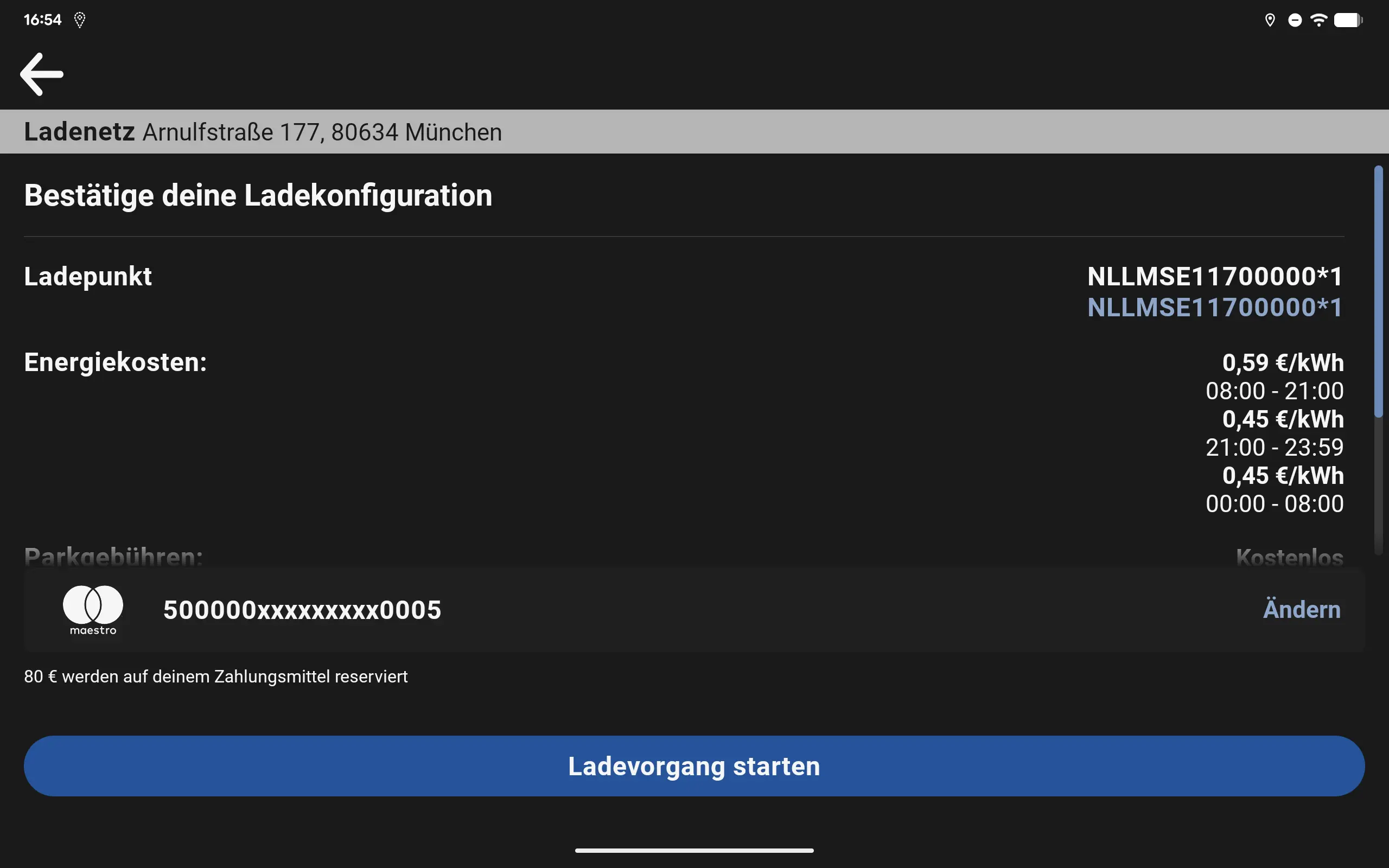 Ein Screen zeigt in der ryd App die Auswahl des maximalen Tankbetrags.